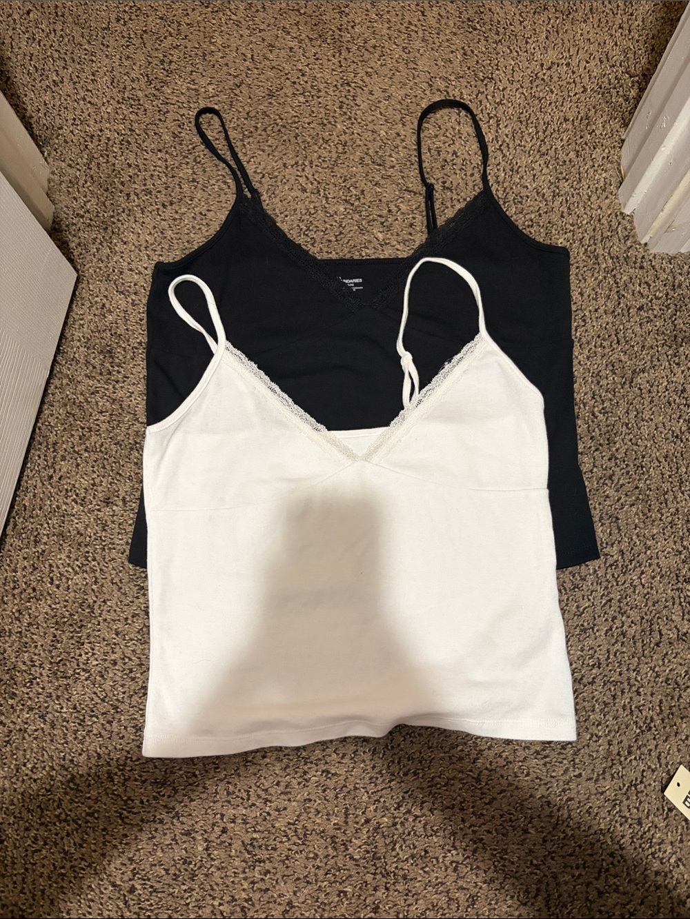 No Boundaries Lace-Trim Cami Tank - Black & White
